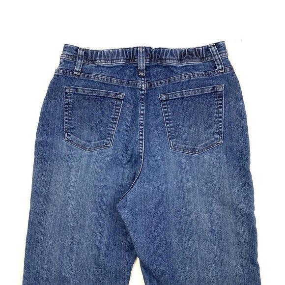 Lee Back Elastic Straight Women's size 12 Medium Wash Blue Denim Jeans - Picture 2 of 3